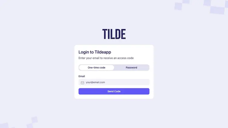 Anmeldeseite von Tilde